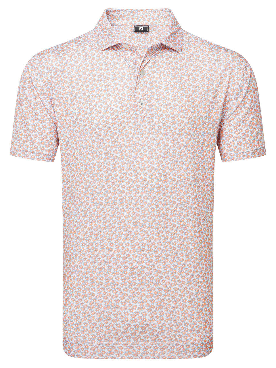 FootJoy Floral Sketch Lisle Polo Shirt (Athletic Fit) - Orange/White