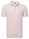 FootJoy Floral Sketch Lisle Polo Shirt (Athletic Fit) - Orange/White