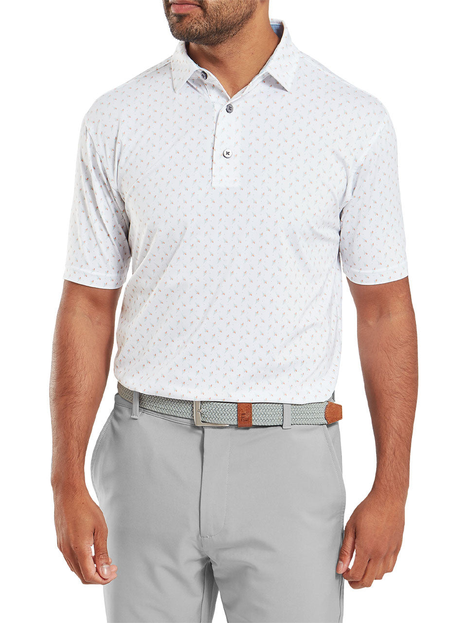 FootJoy Flower Bud Lisle (Athletic Fit) Polo Shirt - White