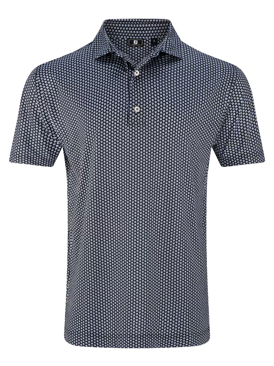 FootJoy Lisle Houndstooth Geo Print Polo (Athletic Fit) - Blk/White/Flint