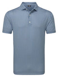 FootJoy Lisle Houndstooth Geo Print Polo Shirt (Athletic Fit) - Denim/Sky/White