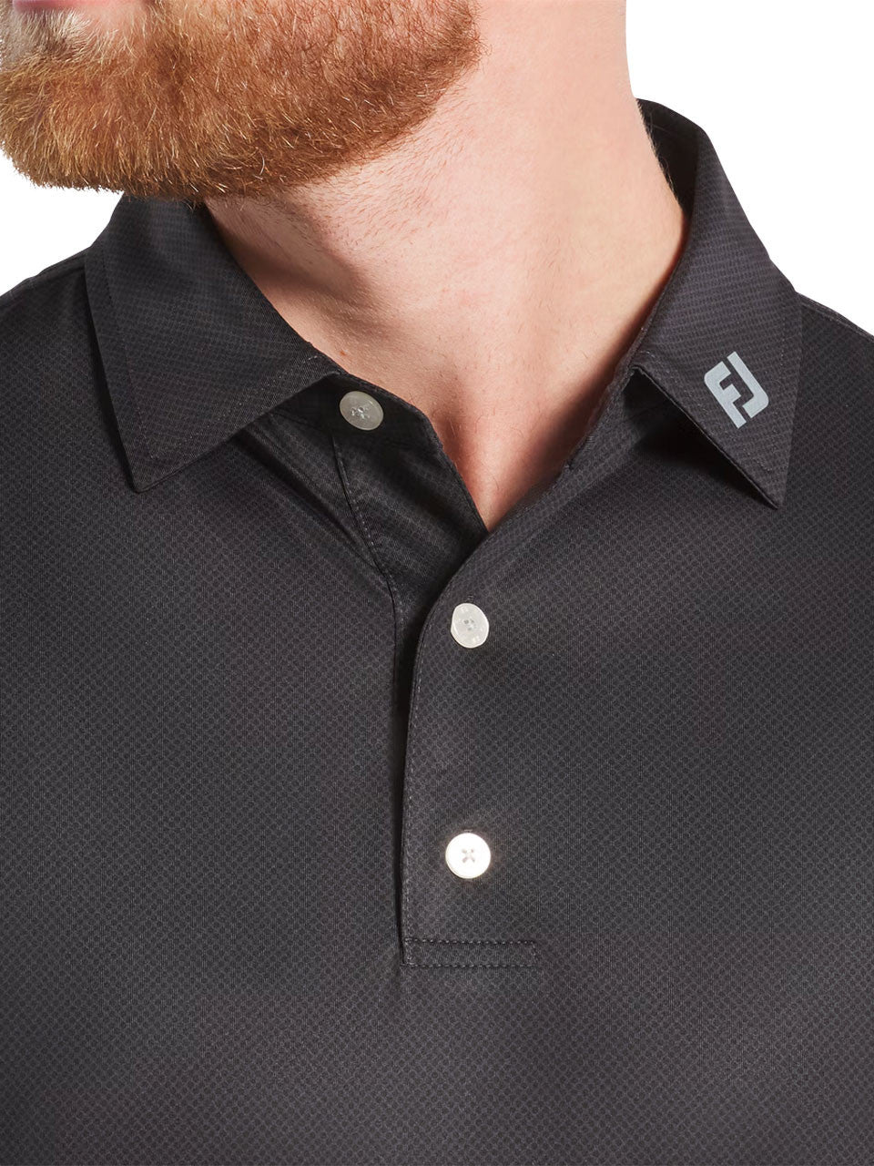 FootJoy Lisle Tonal Dot Print Polo Shirt - Black