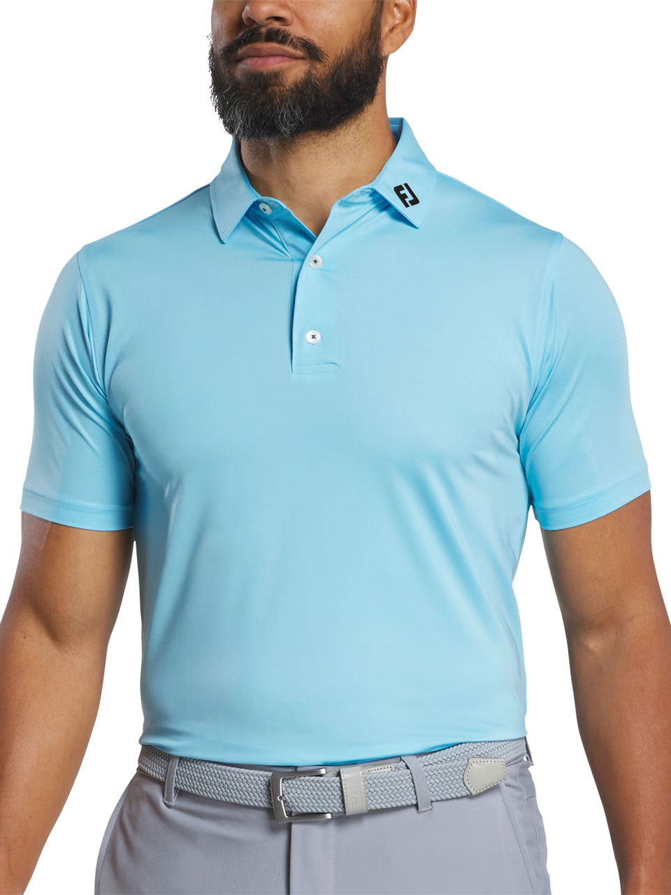 FootJoy Lisle Tonal Dot Print Polo Shirt - Light Blue