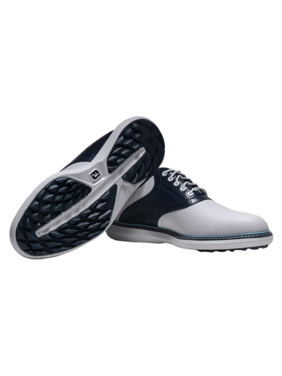 FootJoy Traditions Spikeless Golf Shoes - White/Navy