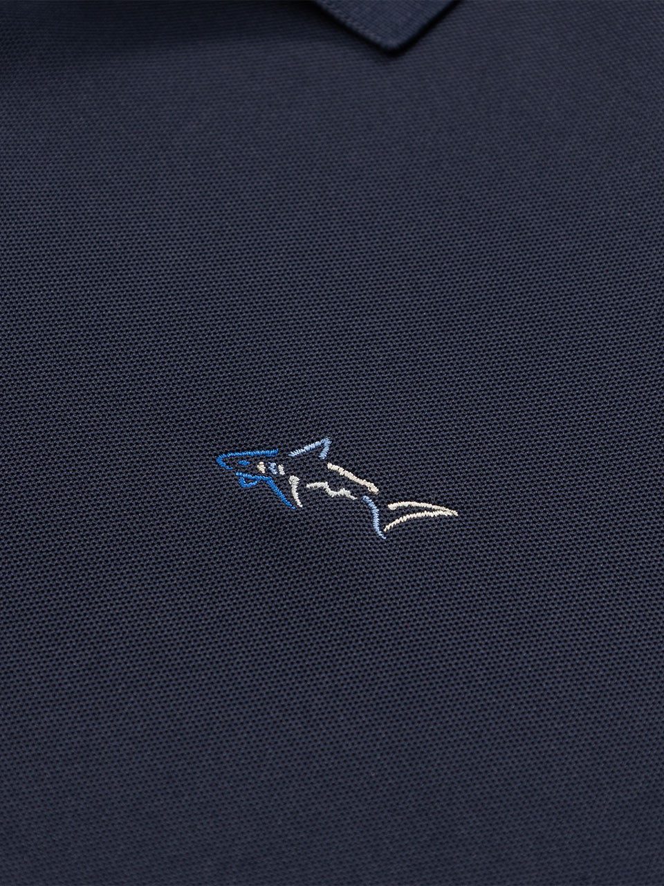 Greg Norman Long Sleeve Pique Shark Polo - Navy