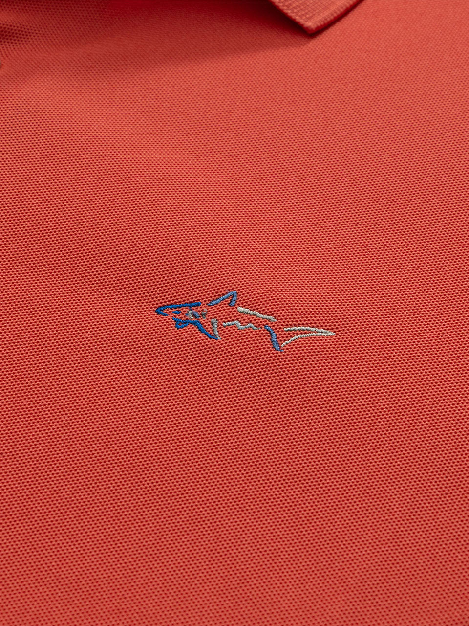 Greg Norman Long Sleeve Pique Shark Polo - Spiced Coral