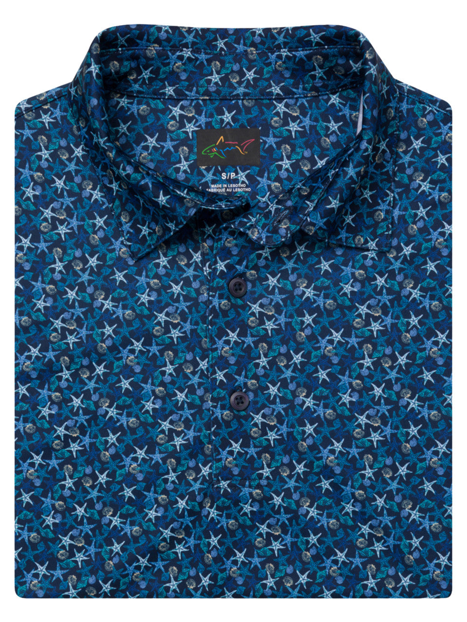 Greg Norman ML75 Starfish Printed Polo - Navy