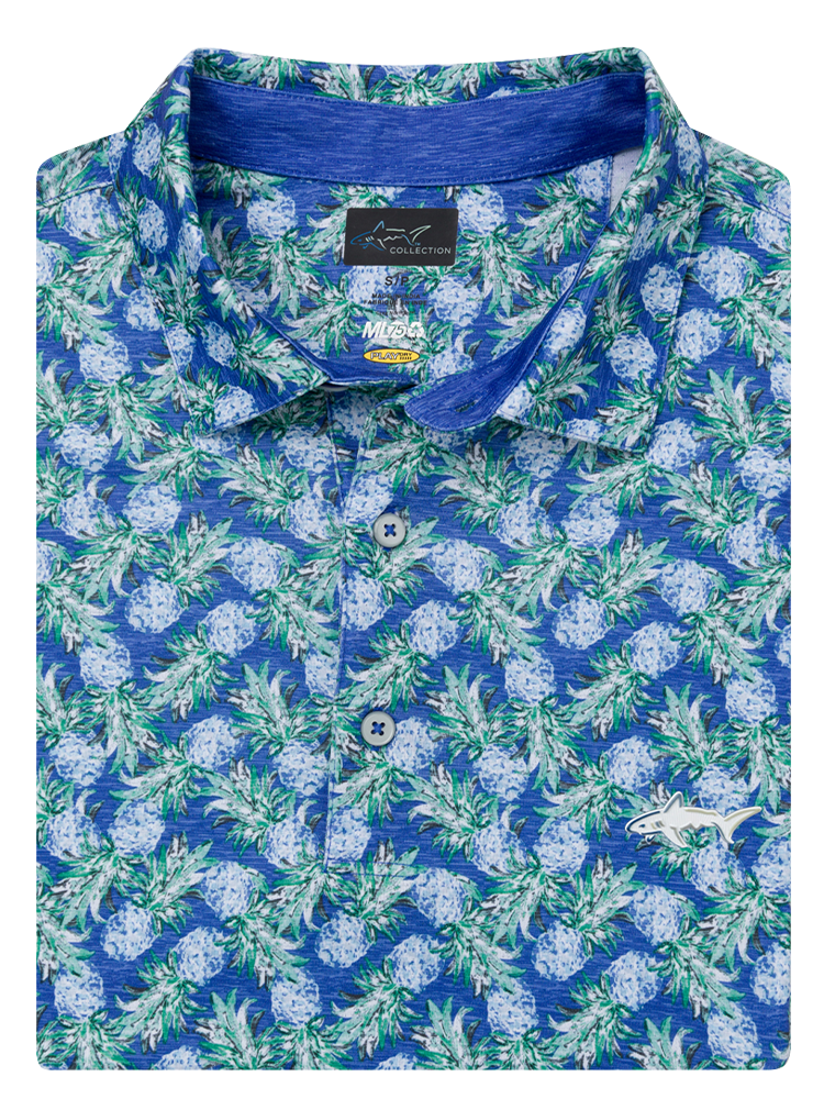 Greg Norman ML75 Stretch Mesh Tropical Pina Polo - Deep Blue