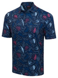 Greg Norman ML75 Stretch Tropical Sharks Polo - Navy