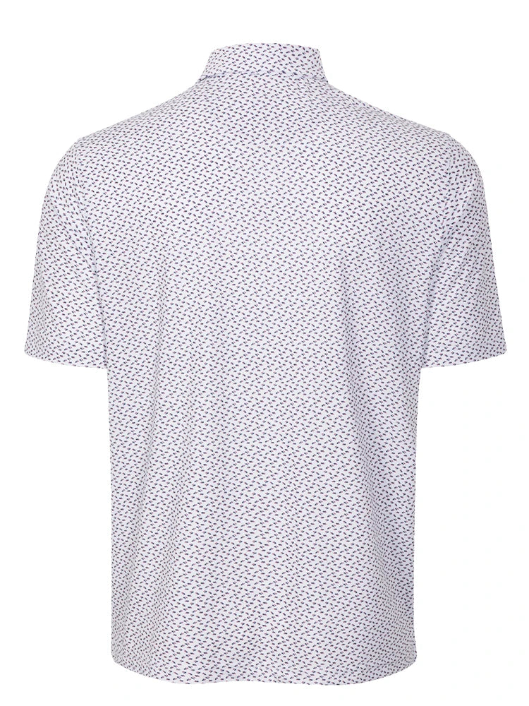 Greg Norman Play Dry Mini Abstract Spread Polo - White