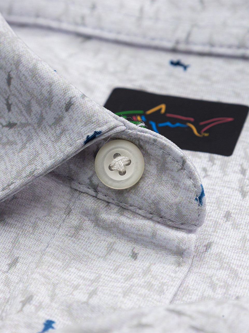 Greg Norman Shark Frenzy Print Polo - White/Navy/Blue Dusk