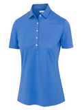 Greg Norman Women's Freedom Micro Pique Short Sleeve Polo - Aegean Blue