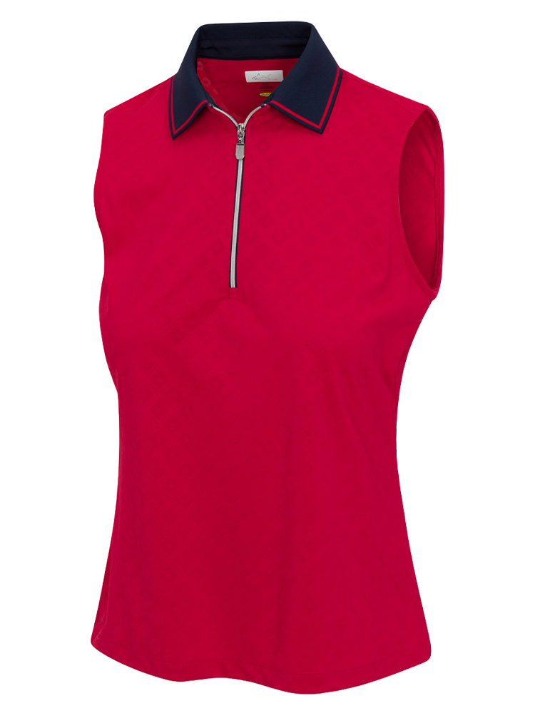 Greg Norman Women's ML75 Stretch Anthem Sleeveless Zip Polo - British Red