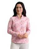 IBKUL Briana Long Sleeve Mock Neck Top - Peach