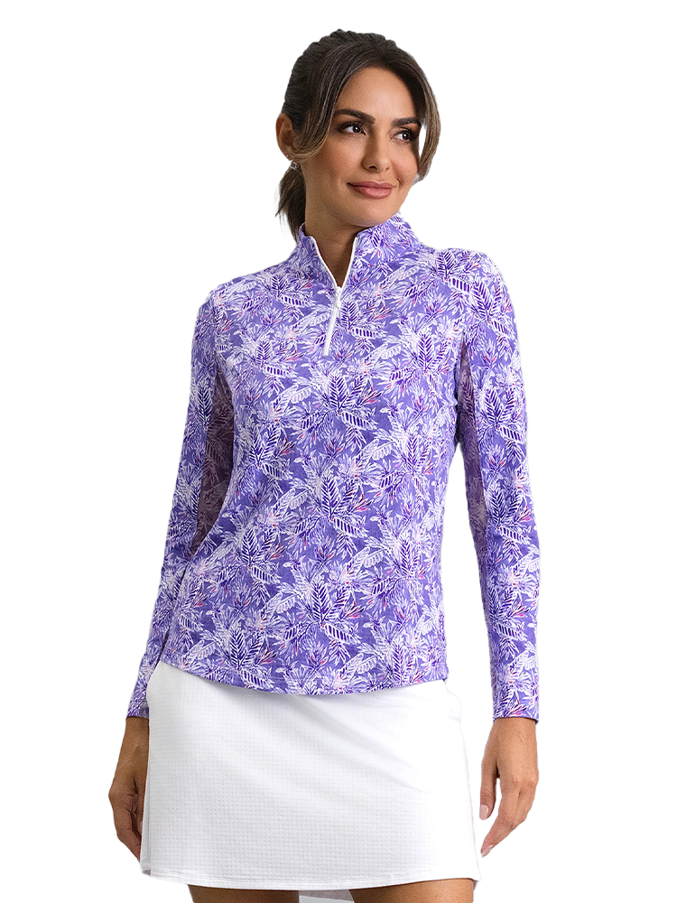 IBKUL Briana Long Sleeve Mock Neck Top - Plum