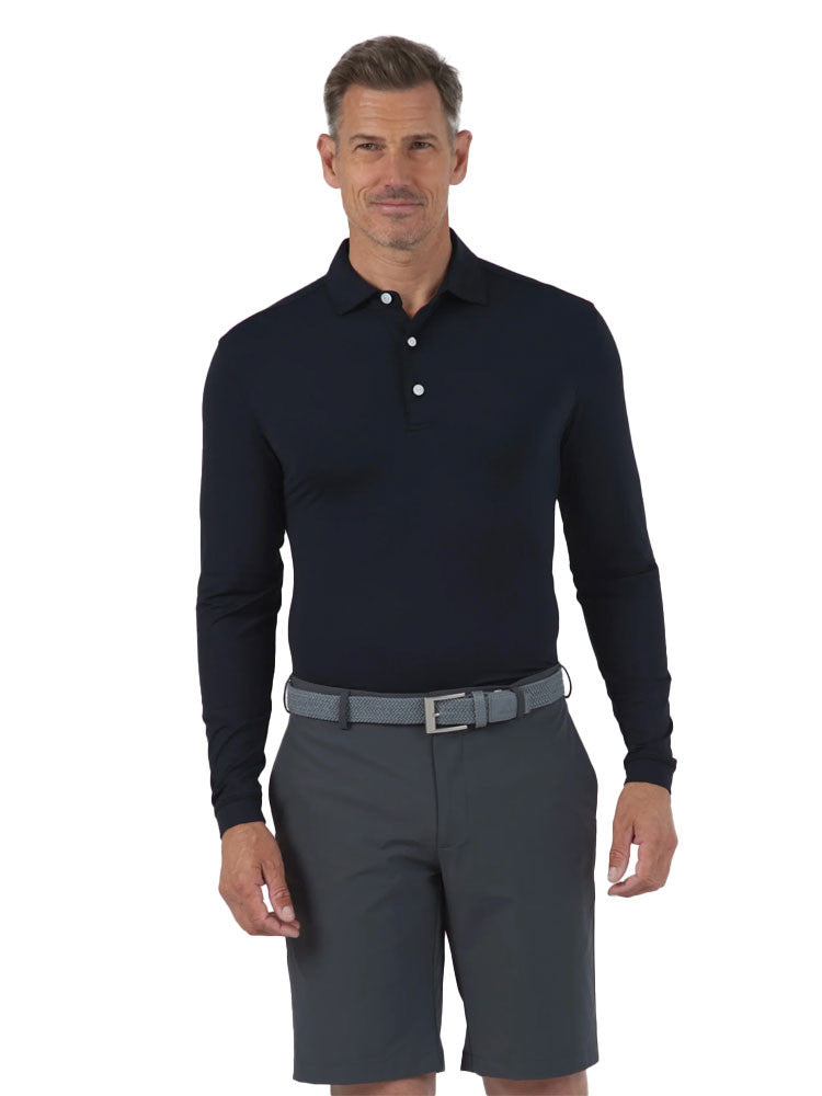 IBKUL Men's Long Sleeve Polo - Black