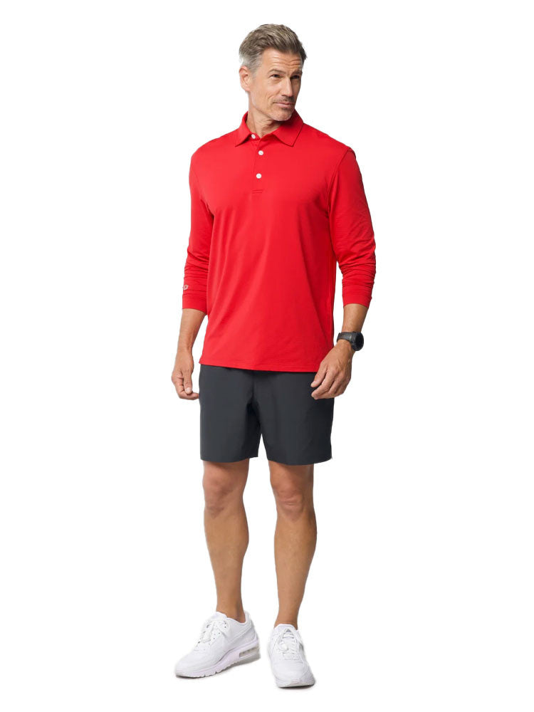 IBKUL Men's Long Sleeve Polo - Red
