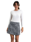 IBKUL Stephanie Print Faux Wrap Skort (16.5") - Black/White