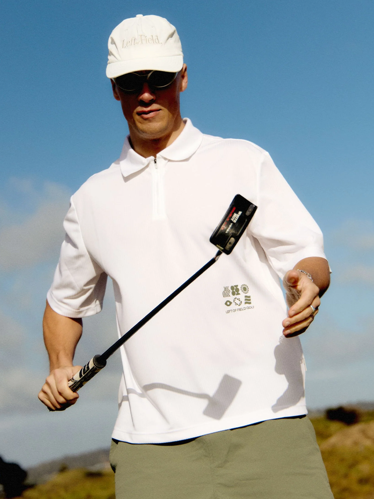 Left Of Field Golf Bass Straight MV Polo - White