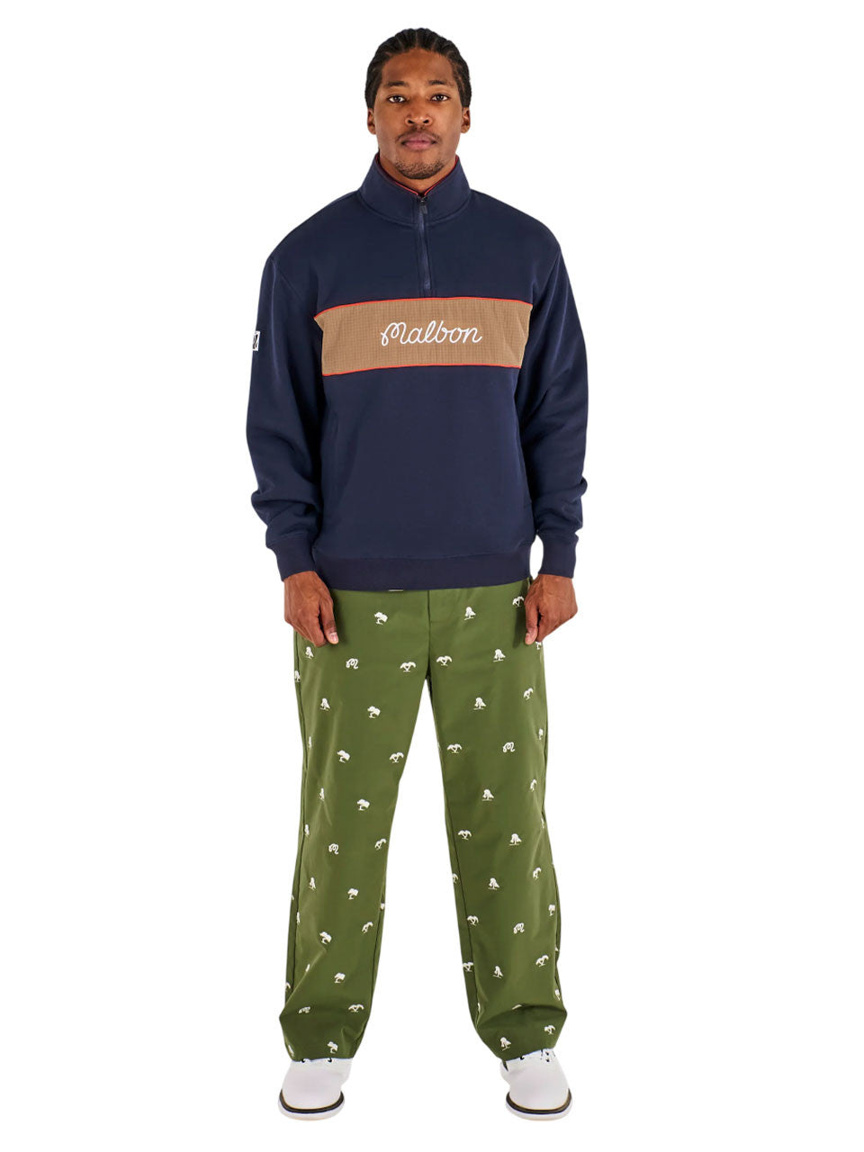 Malbon Torrey Pines Quarter Zip Sweatshirt - Baritone Blue