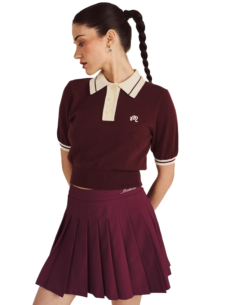 Malbon Womens Mikayla Knit Polo - Red Mahogany