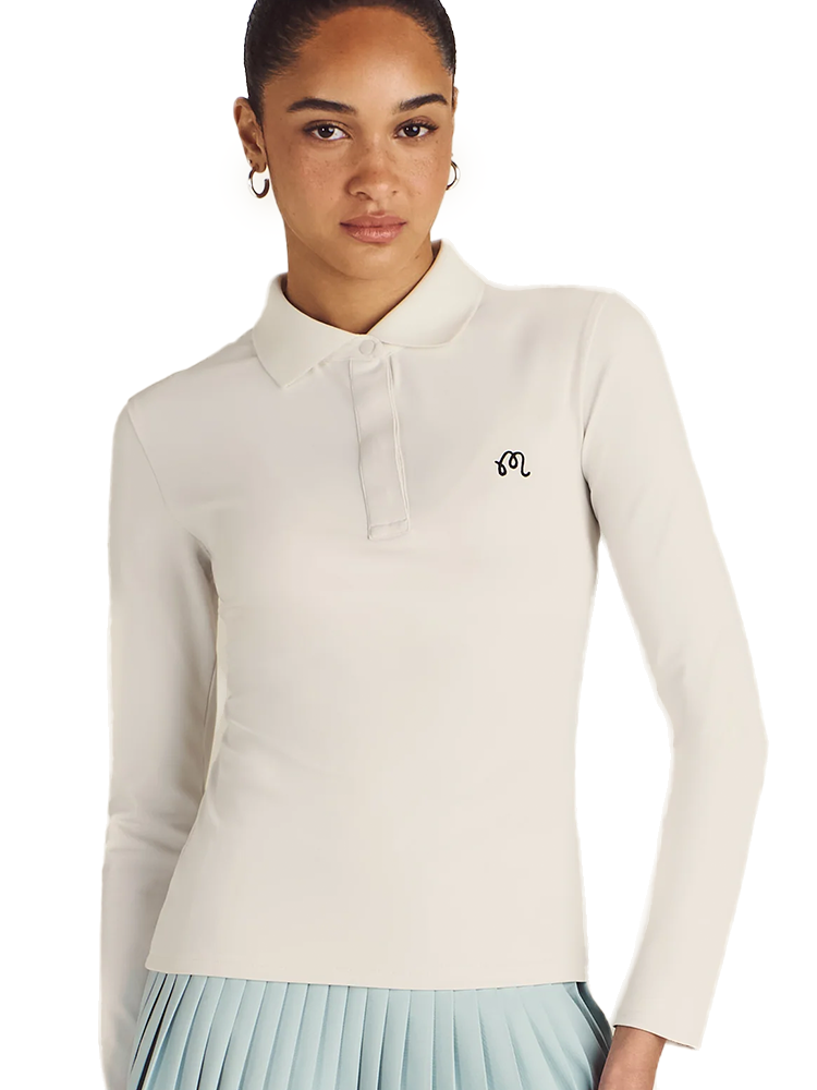 Malbon Womens Venus Long Sleeve Polo - White
