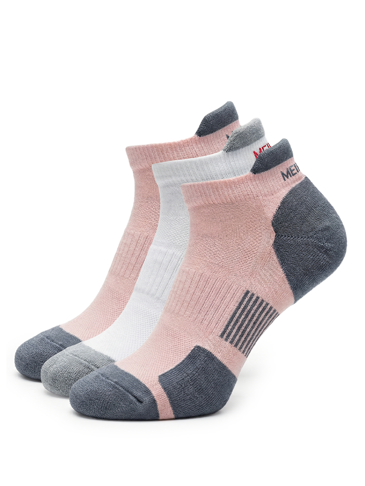 Meikan 3 Pack Women's Low Cut Coolmax Technical Sports Socks - White/Pink