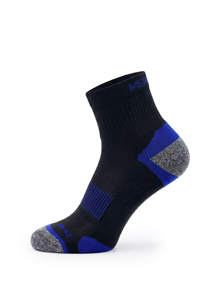 Meikan 5 Pack Quarter Cut Performance Sports Socks - Black/Dark Blue