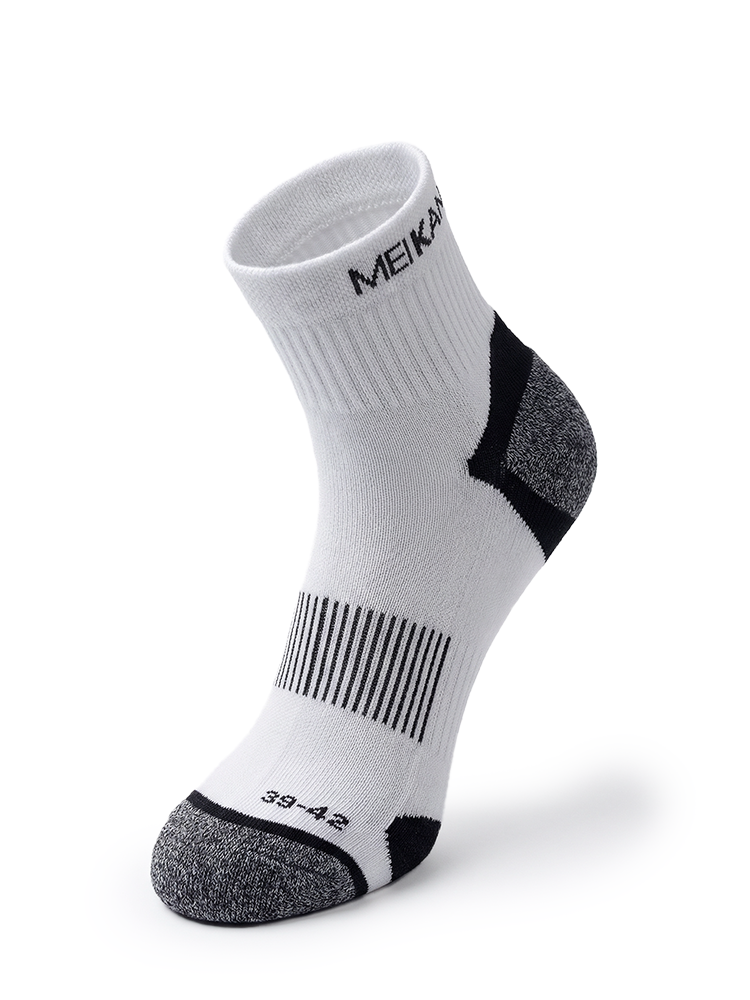 Meikan 5 Pack Quarter Cut Performance Sports Socks - White/Black