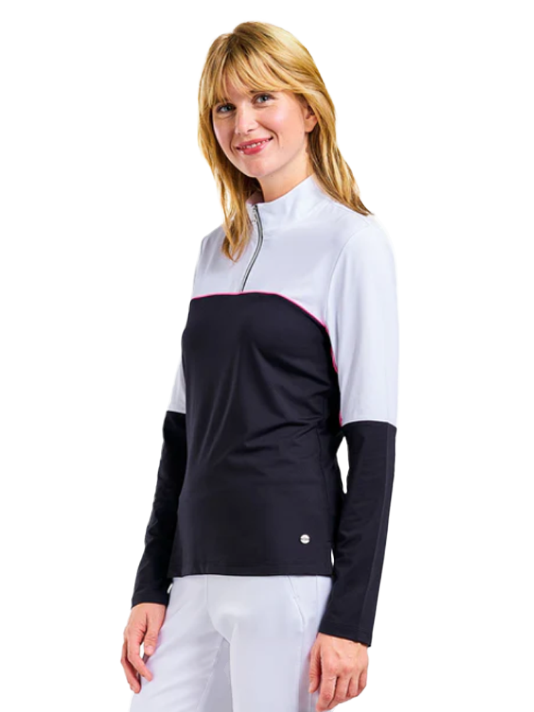 Nivo Womens Gaia Long Sleeve Mock - White/Black