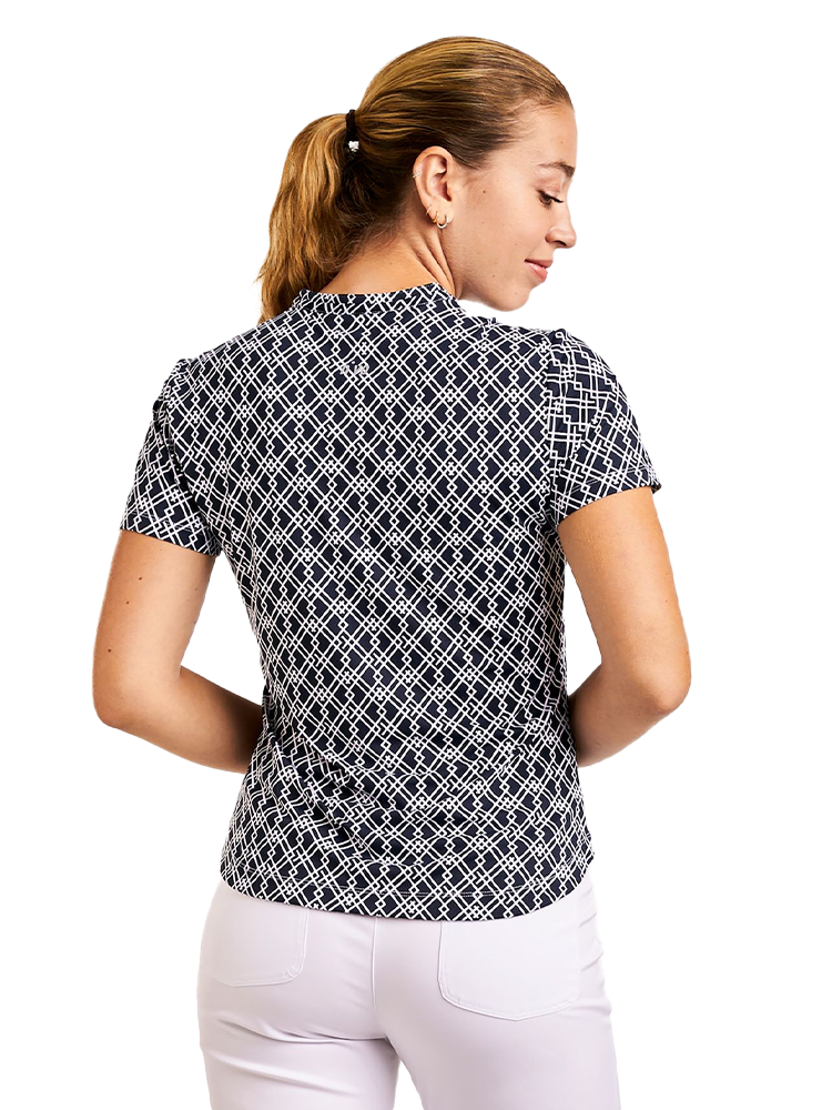 Nivo Womens Lynda Short Sleeve Livcool Mock  - Navy/White