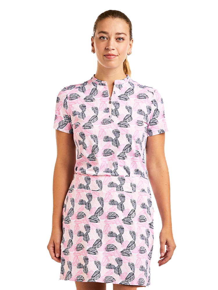 Nivo Womens Lynda Short Sleeve Livcool Mock  - Rose/Navy
