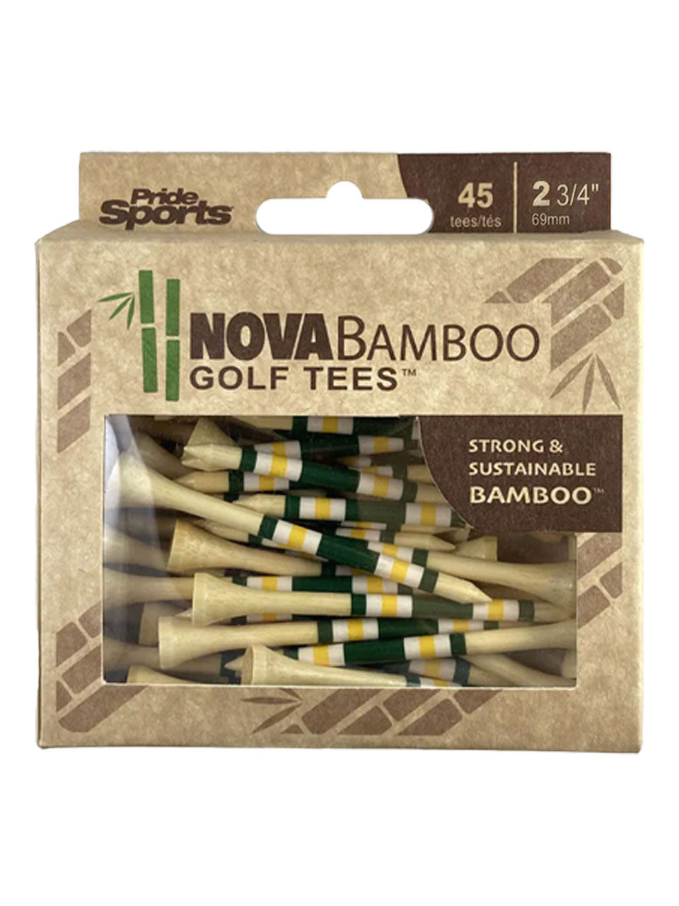 Nova Bamboo Striped Golf Tees - 2.75"