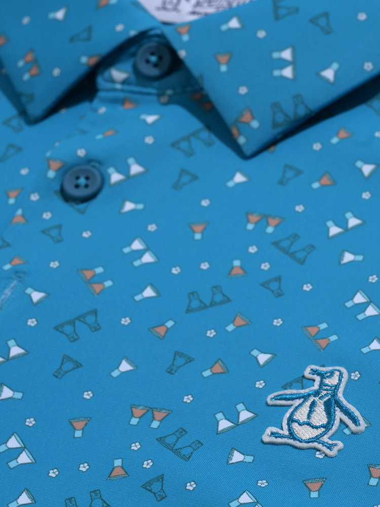 Original Penguin 19th Hole Sake-Tini Novelty Polo - Caribbean Sea