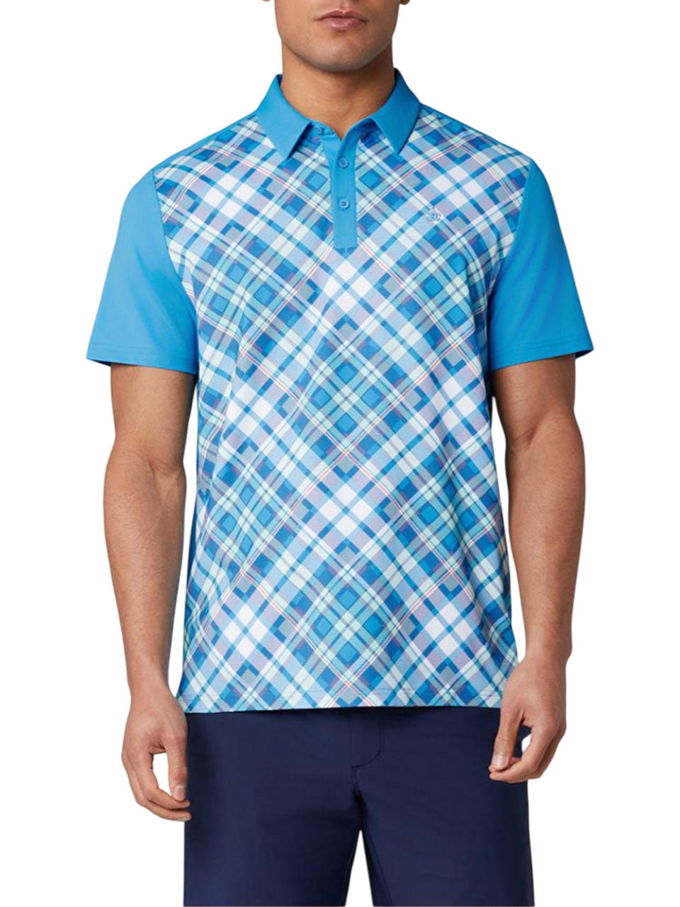 Original Penguin 50's Block Madras Plaid Polo - Malibu Blue
