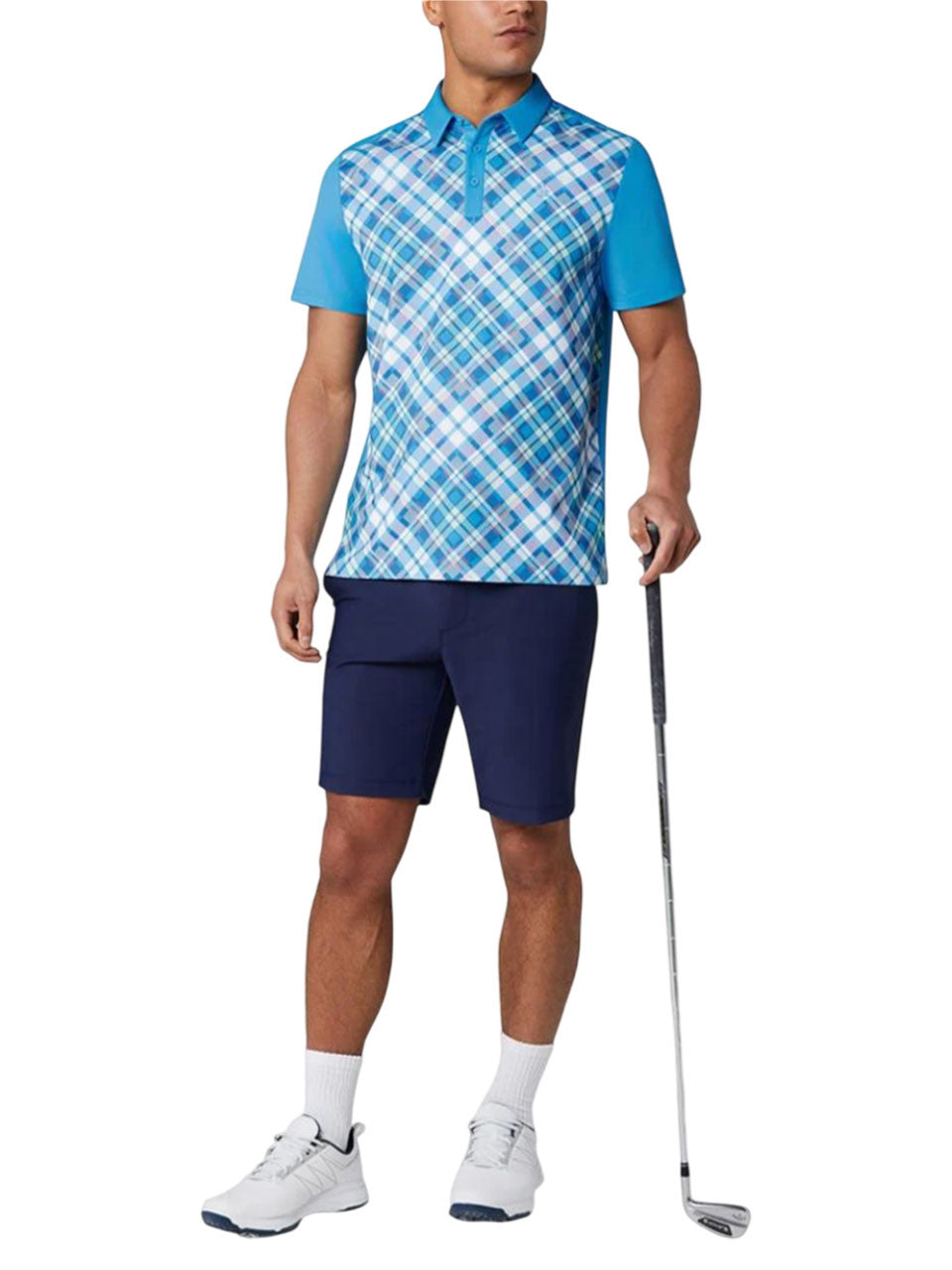 Original Penguin 50's Block Madras Plaid Polo - Malibu Blue