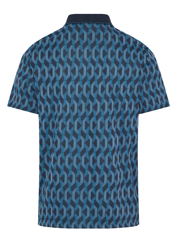 Original Penguin All Over YD Jacquard Colour Block Polo - Black Iris