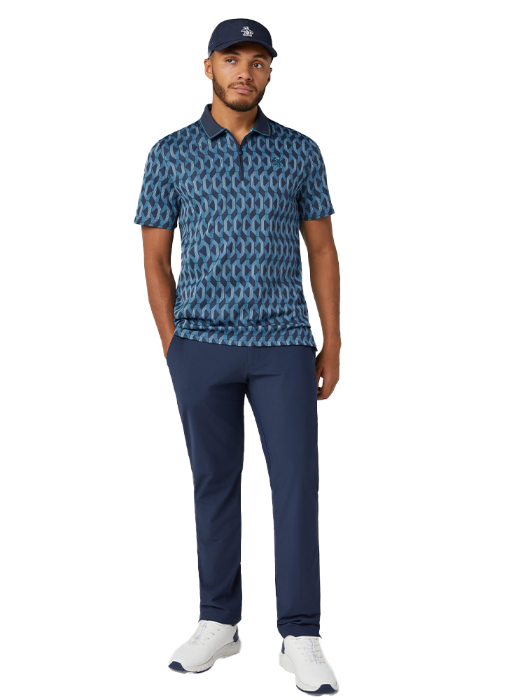 Original Penguin All Over YD Jacquard Colour Block Polo - Black Iris