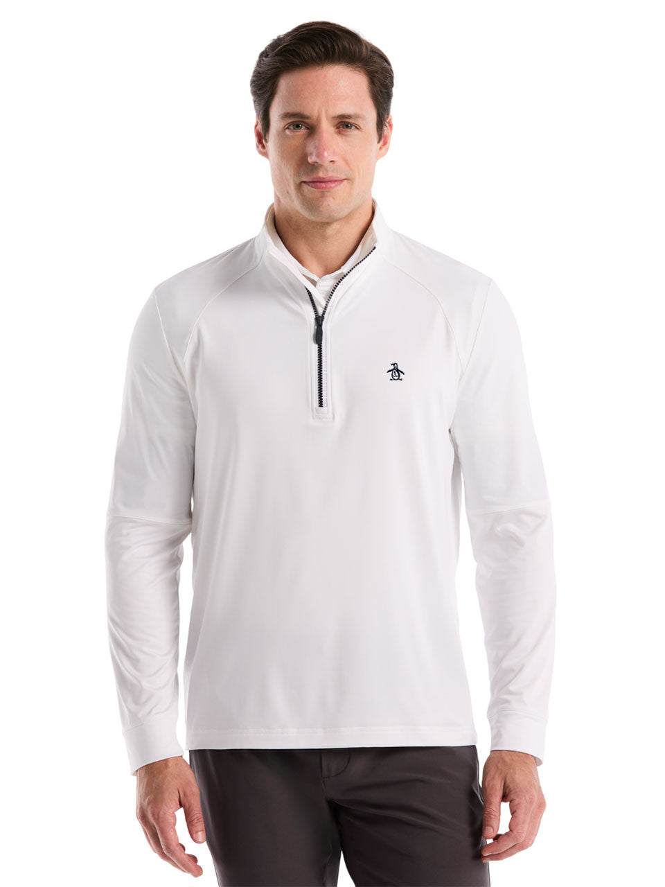 Original Penguin Mixed Media 1/4-Zip Pullover - Bright White