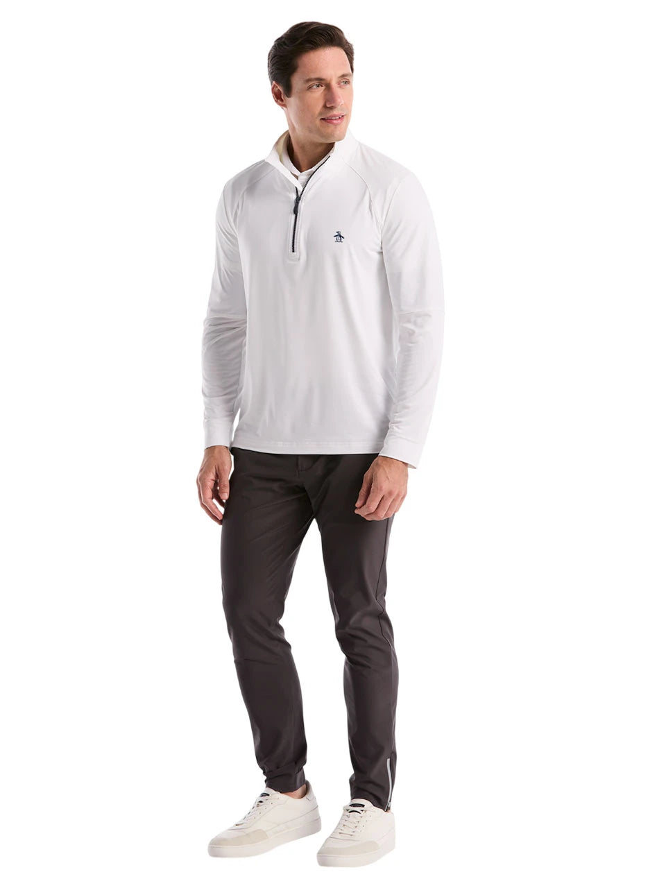 Original Penguin Mixed Media 1/4-Zip Pullover - Bright White