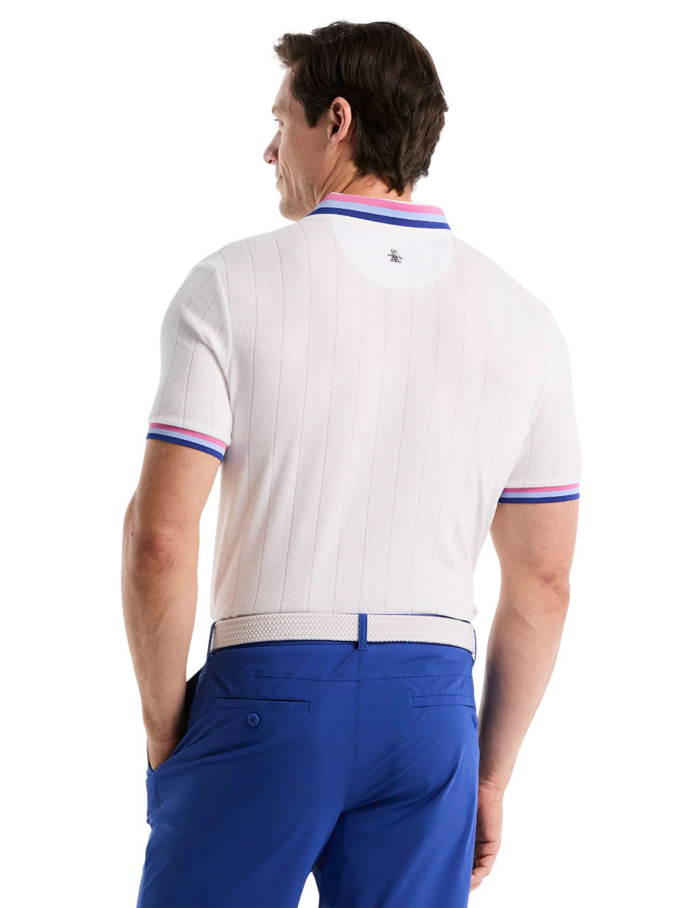 Original Penguin Performance Ribbed Blocking Terry Golf Polo - Bright White