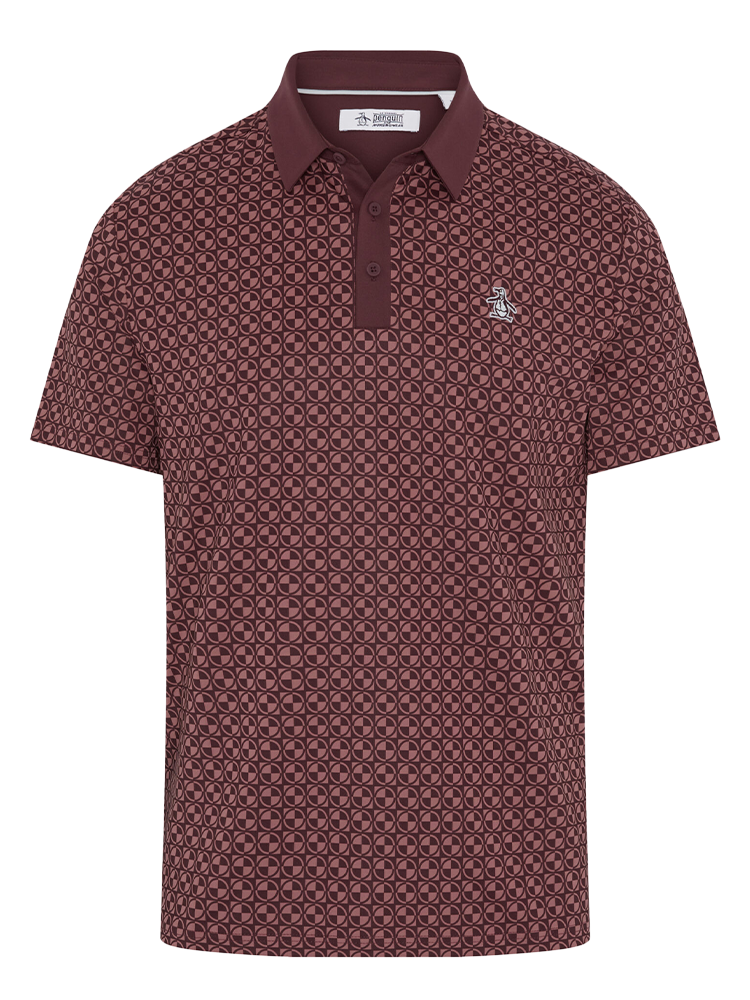 Original Penguin Pete's Check Print Block Polo - Mauvu Wine
