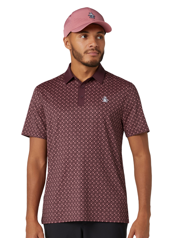 Original Penguin Pete's Check Print Block Polo - Mauvu Wine