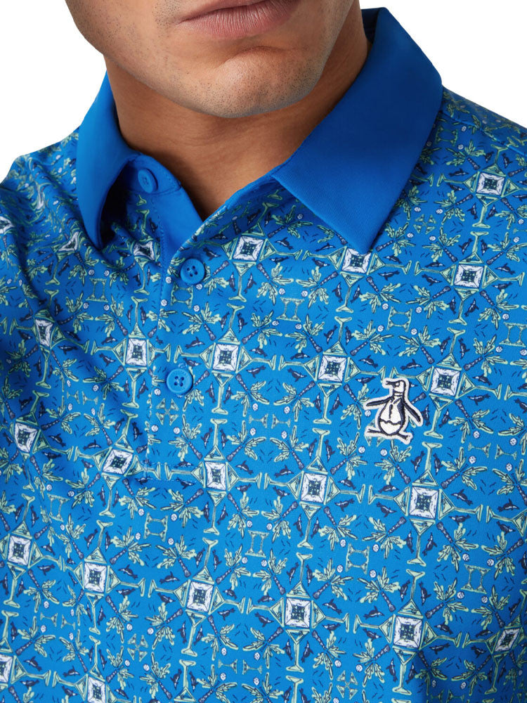 Original Penguin Pete's Cocktail Windowpane Polo - French Blue