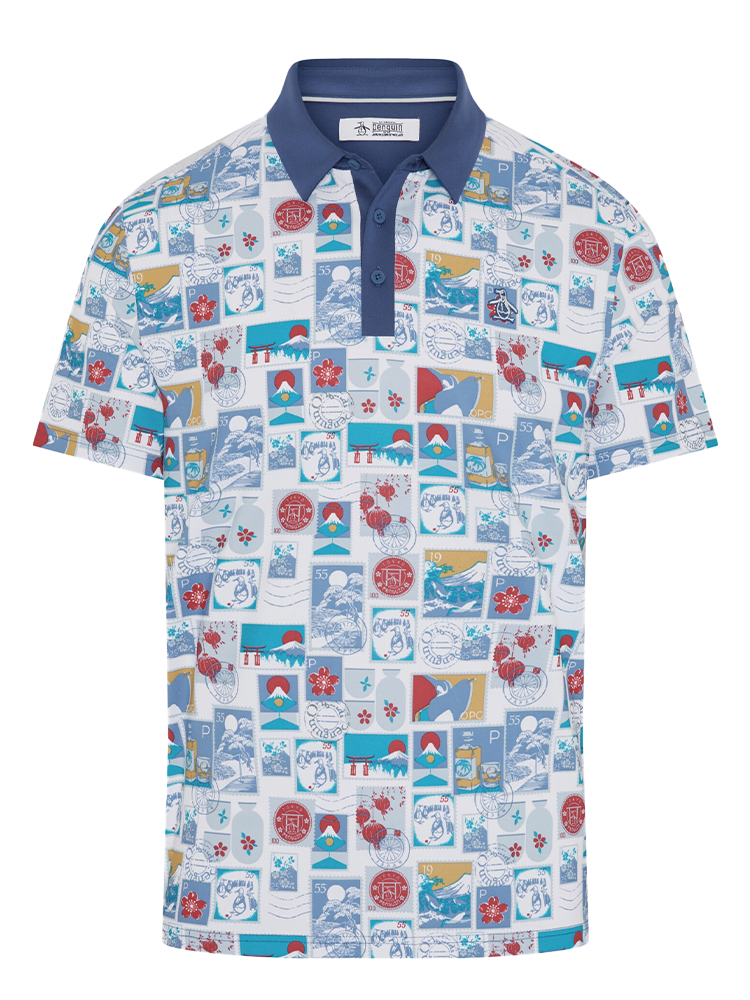 Original Penguin Pete's Stamp Roadmap Polo - Bright White