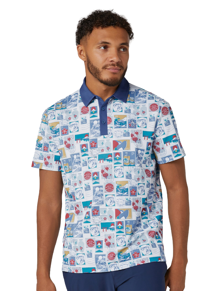 Original Penguin Pete's Stamp Roadmap Polo - Bright White