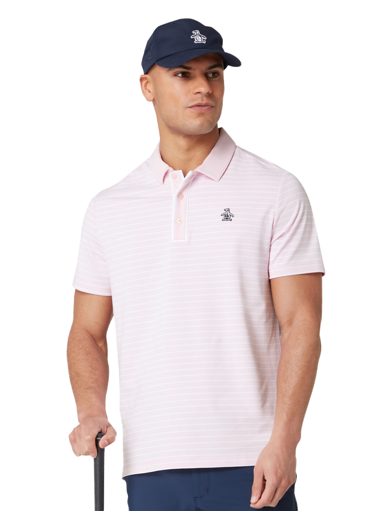 Original Penguin The Heritage Stripe Polo - Charm Pink