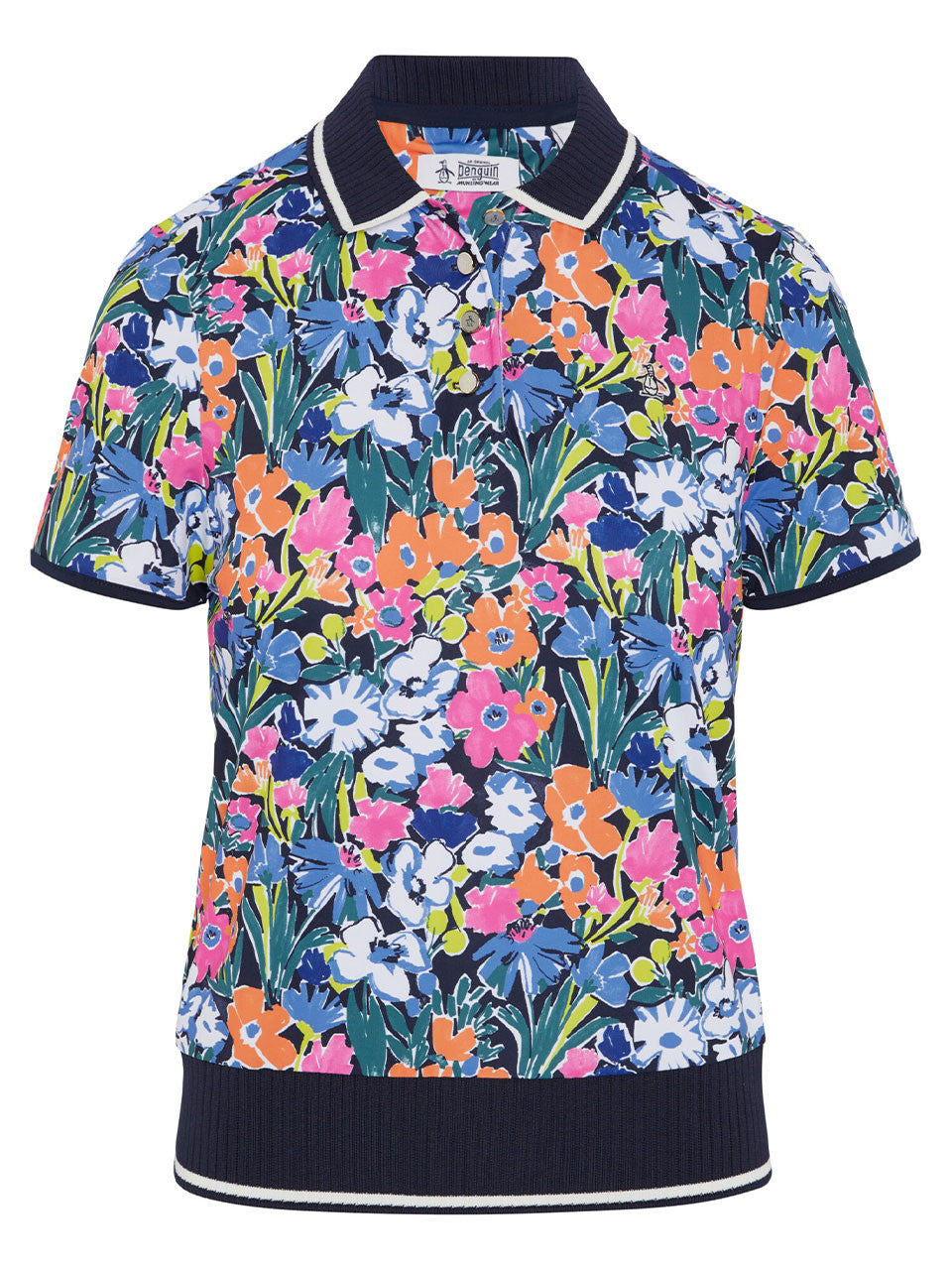Original Penguin Womens Scallop Rib Polo - Black Iris