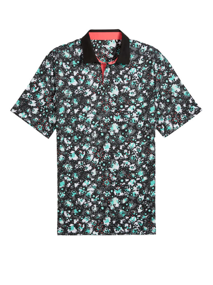 Puma CLOUDSPUN Abstract Camo Polo - Puma Black/Aquatic