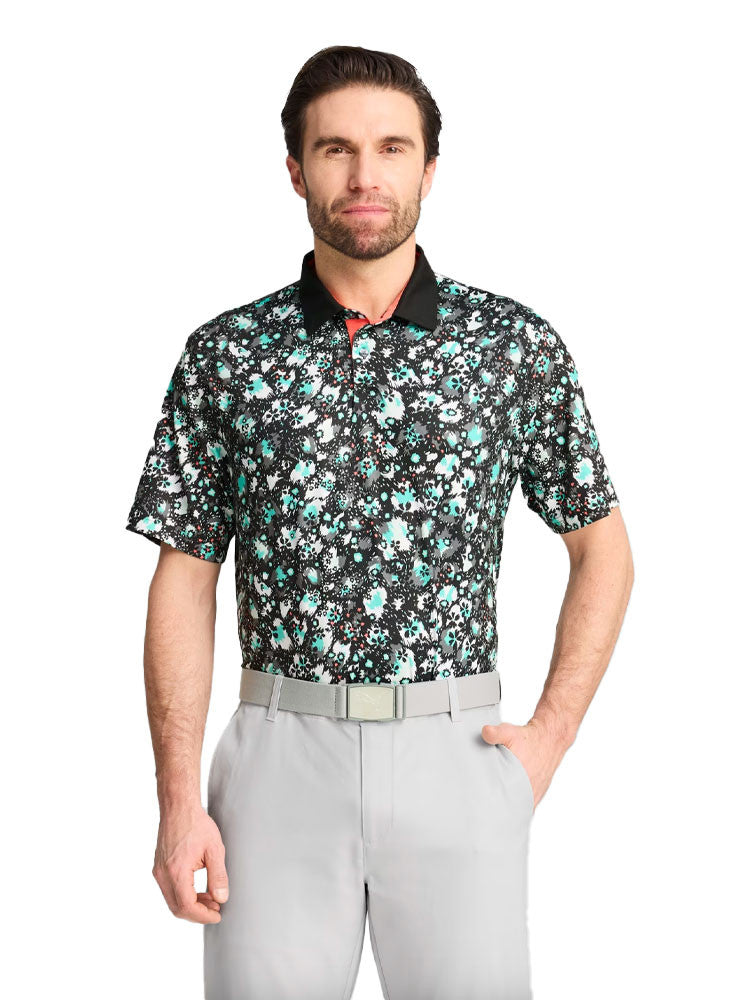 Puma CLOUDSPUN Abstract Camo Polo - Puma Black/Aquatic